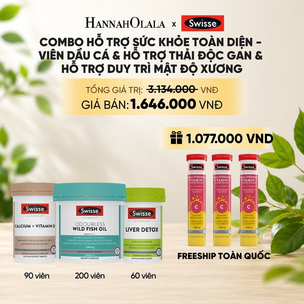  COMBO HỖ TRỢ SỨC KHỎE TOÀN DIỆN - VIÊN DẦU CÁ & HỖ TRỢ THẢI ĐỘC GAN & HỖ TRỢ DUY TRÌ MẬT ĐỘ XƯƠNG _ DEAL 11 