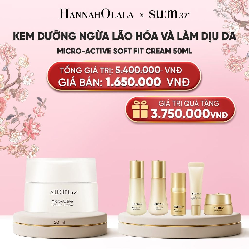  KEM DƯỠNG NGỪA LÃO HÓA VÀ LÀM DỊU DA SU:M37 MICRO-ACTIVE SOFT FIT CREAM 50ML 