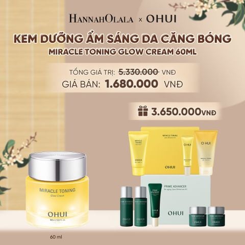  PHIÊN BẢN MỚI 2026 - KEM DƯỠNG ẨM SÁNG DA CĂNG BÓNG OHUI MIRACLE TONING GLOW CREAM 60ML - A19 