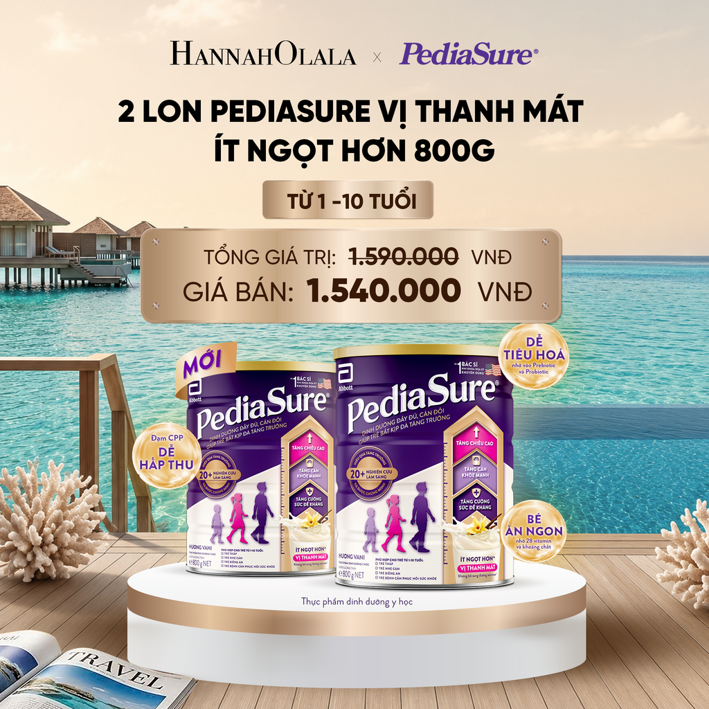  2 LON PEDIASURE VỊ THANH MÁT, ÍT NGỌT HƠN 800G DEAL 6:_ D944 