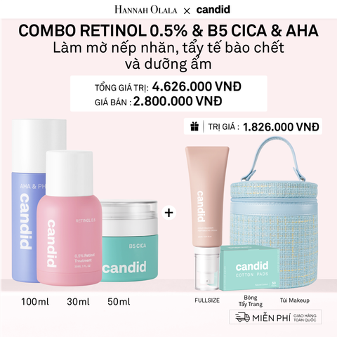  A22_[FLASH DEAL] DEAL 22: RETINOL 0.5% 30ML & B5 CICA 50ML & AHA 100 ML BỘ BA LÀM MỜ NẾP NHĂN, TẨY TẾ BÀO CHẾT VÀ DƯỠNG ẨM PHỤC HỒI 