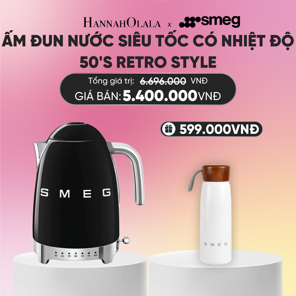  ẤM ĐUN NƯỚC SIÊU TỐC CÓ NHIỆT ĐỘ SMEG 50'S RETRO STYLE 