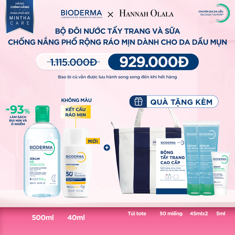  BỘ ĐÔI NƯỚC TẨY TRANG VÀ SỮA CHỐNG NẮNG PHỔ RỘNG RÁO MỊN CHO DA DẦU MỤN (CHỌN MÀU) 