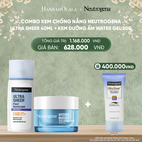  DEAL 8: COMBO KEM CHỐNG NẮNG PHỔ RỘNG NEUTROGENA ULTRA SHEER 40ML + KEM DƯỠNG ẨM WATER GEL 50G 