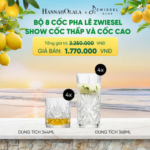  BỘ 8 CỐC PHA LÊ ZWIESEL SHOW 121881 CỐC THẤP 334ML, CỐC CAO 368ML - A2168 
