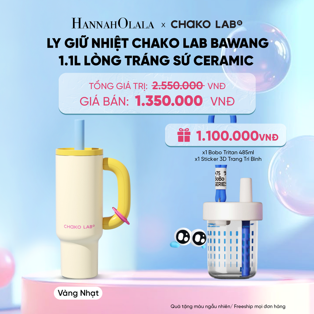  LY GIỮ NHIỆT CHAKO LAB BAWANG 1.1L LÒNG TRÁNG SỨ CERAMIC 