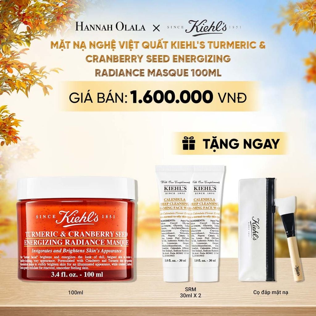  MẶT NẠ NGHỆ VÀ VIỆT QUẤT KIEHL'S GIÚP LÀM SÁNG DA KIEHL'S TURMERIC & CRANBERRY SEED ENERGIZING RADIANCE MASQUE - E337 