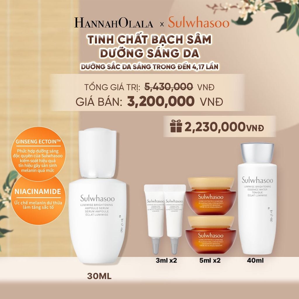  MỚI - TINH CHẤT BẠCH SÂM DƯỠNG SÁNG SULWHASOO LUMIWISE BRIGHTENING SERUM 30ML - A57 