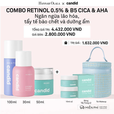 DEAL 16: RETINOL 0.5% 30ML & B5 CICA 50ML & AHA 100 ML BỘ BA NGĂN NGỪA LÃO HÓA, TẨY TẾ BÀO CHẾT VÀ DƯỠNG ẨM PHỤC HỒI 