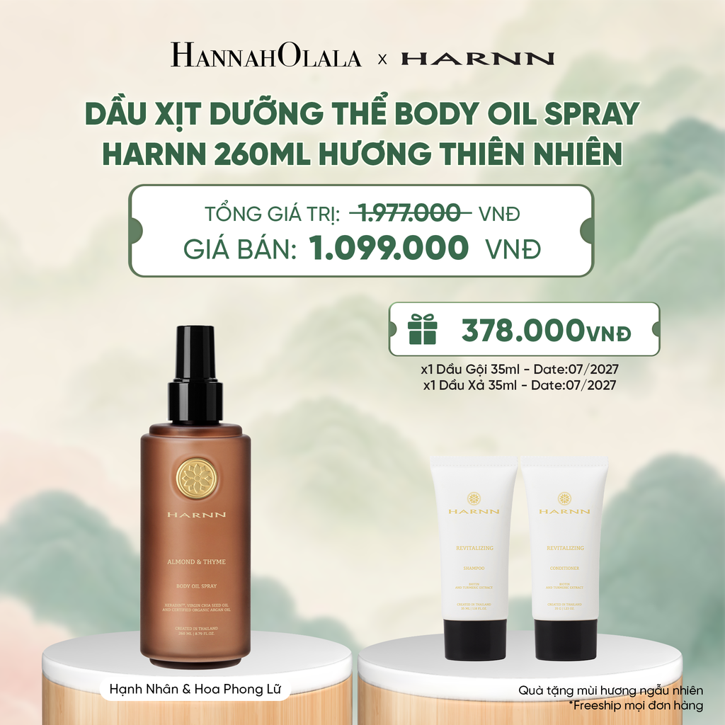  DẦU XỊT DƯỠNG THỂ BODY OIL SPRAY HARNN 260ML HƯƠNG THIÊN NHIÊN - GIÚP DƯỠNG ẨM CHUYÊN SÂU CHO CƠ THỂ - A4066 