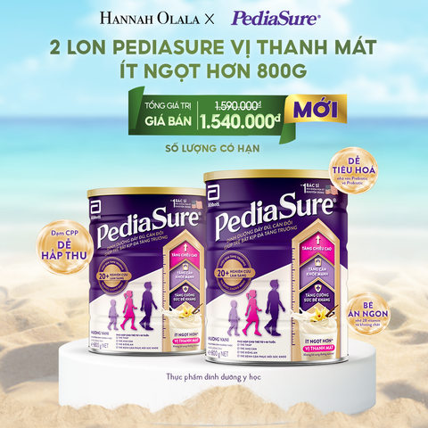  DEAL_16: 2 LON PEDIASURE VỊ THANH MÁT, ÍT NGỌT HƠN 800G 