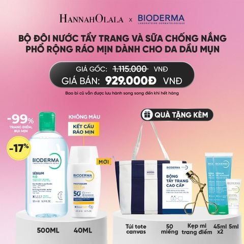  BỘ ĐÔI NƯỚC TẨY TRANG VÀ SỮA CHỐNG NẮNG PHỔ RỘNG RÁO MỊN CHO DA DẦU MỤN_A2102 
