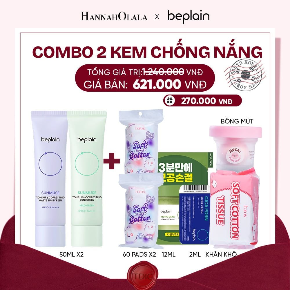  COMBO 2 KCN: BEPLAIN KEM CHỐNG NẮNG SUNMUSE SUNSCREEN 50ML BẤT KỲ_M29 