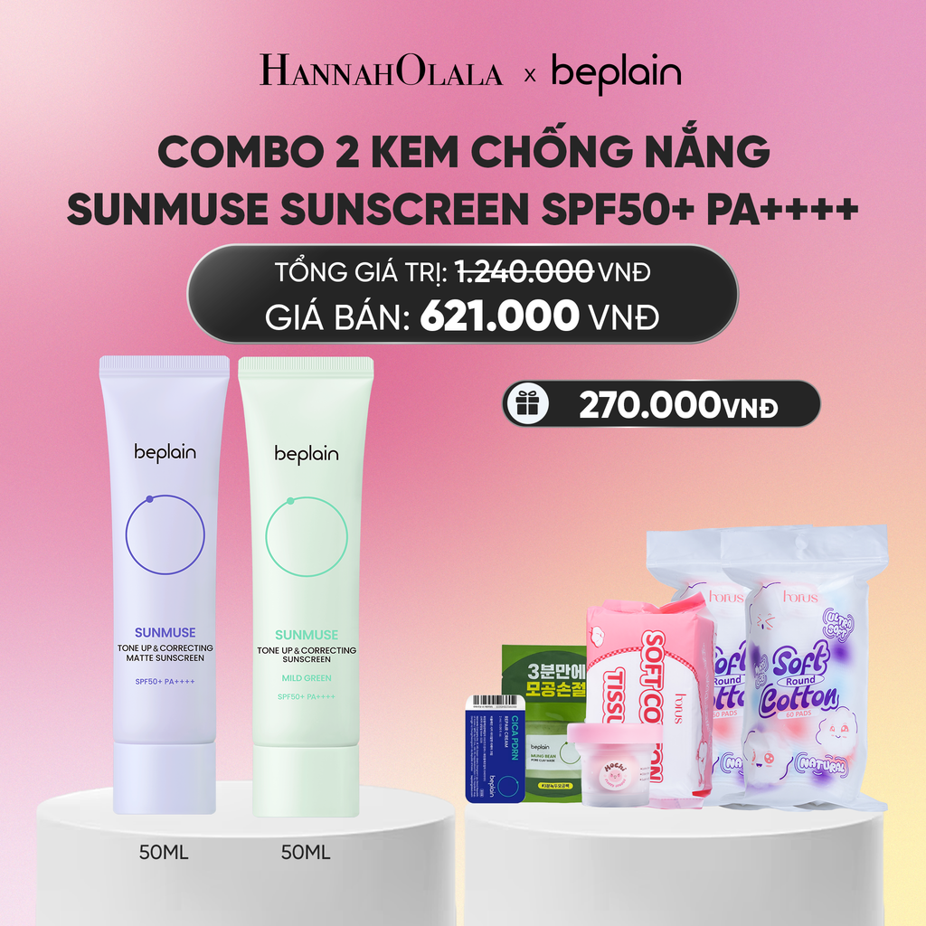  COMBO 2 KCN: BEPLAIN KEM CHỐNG NẮNG SUNMUSE SUNSCREEN 50ML BẤT KỲ_A2157 