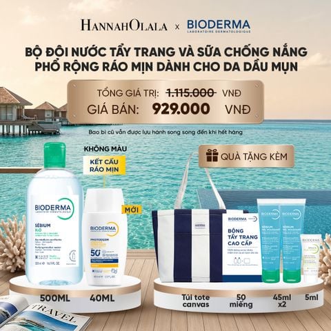  BỘ ĐÔI NƯỚC TẨY TRANG VÀ SỮA CHỐNG NẮNG PHỔ RỘNG RÁO MỊN CHO DA DẦU MỤN_ D906 