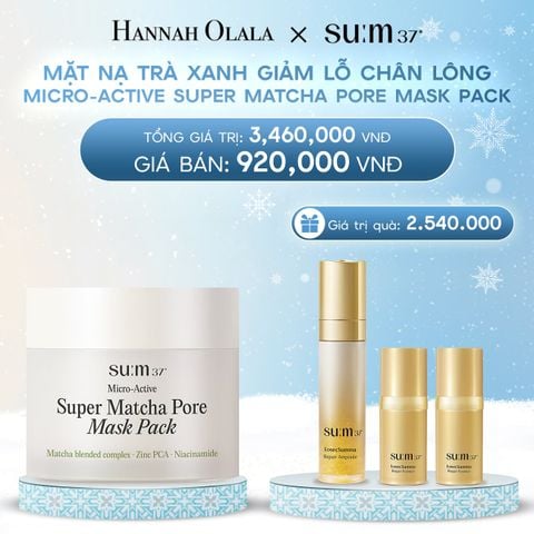  DEAL 16: MẶT NẠ TRÀ XANH GIẢM LỖ CHÂN LÔNG SU:M37 MICRO-ACTIVE SUPER MATCHA PORE MASK PACK 