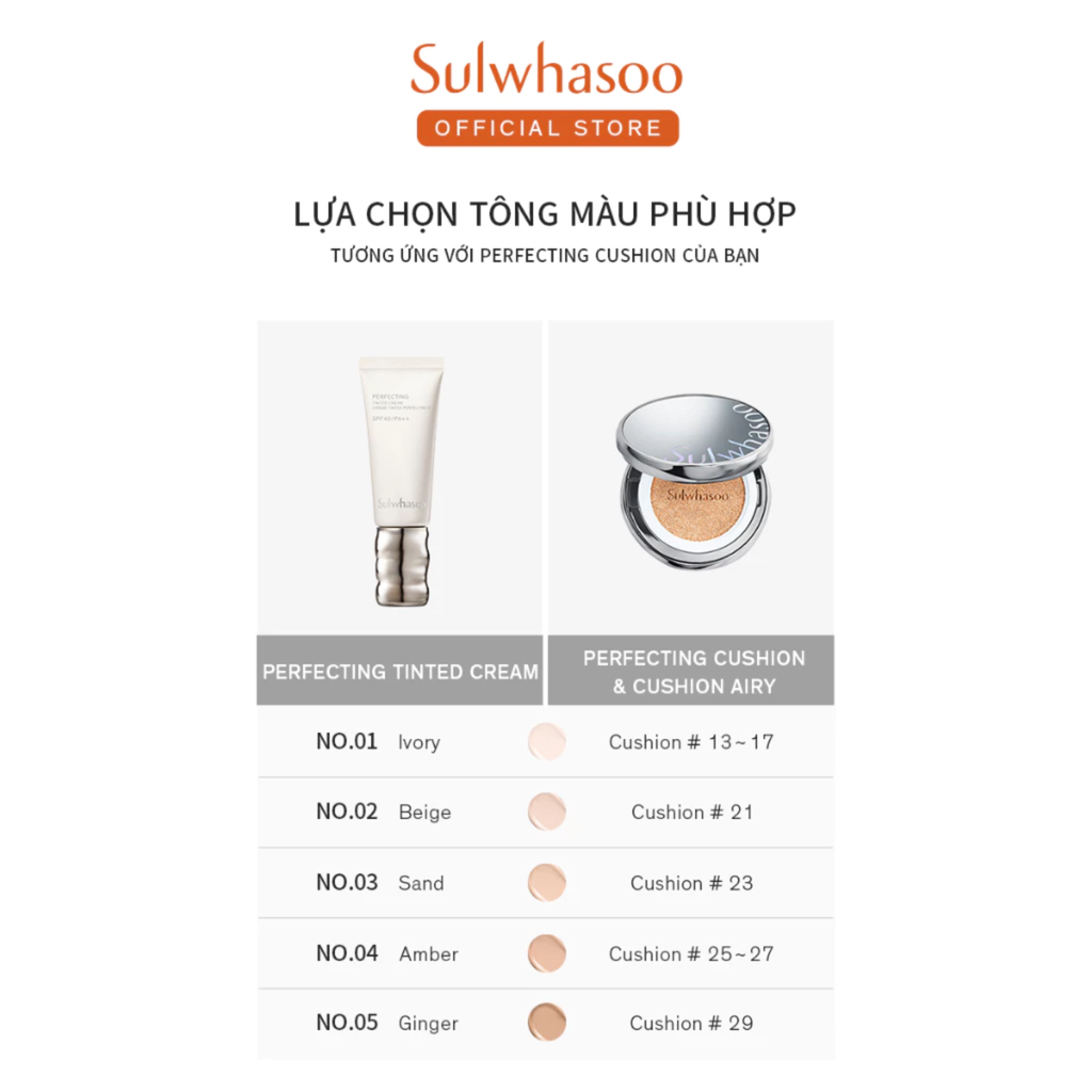  MỚI - KEM TINT TRANG ĐIỂM SULWHASOO PERFECTING TINTED CREAM 35ML 