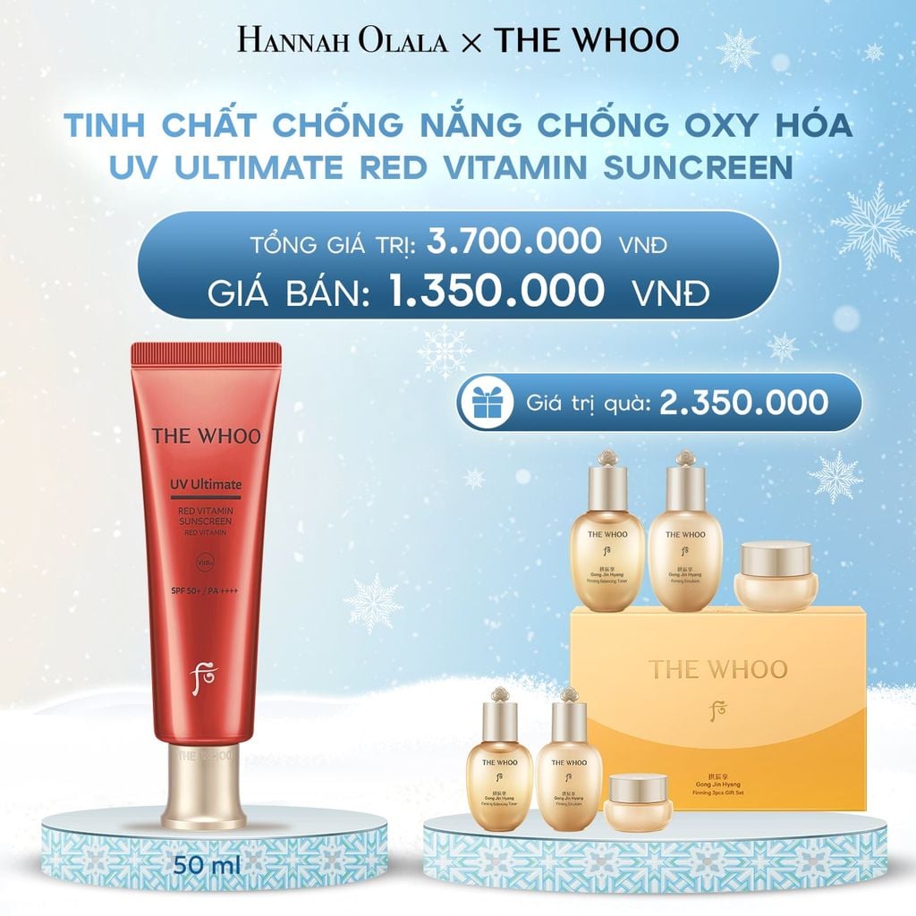  DEAL 16: TINH CHẤT CHỐNG NẮNG CHỐNG OXY HÓA THE WHOO RED VITAMIN SUNCREEN SPF50+/PA++++ 50ML 