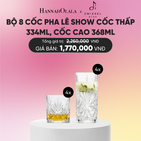  BỘ 8 CỐC PHA LÊ ZWIESEL SHOW 121881 CỐC THẤP 334ML, CỐC CAO 368ML 
