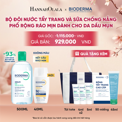  BỘ ĐÔI NƯỚC TẨY TRANG VÀ SỮA CHỐNG NẮNG PHỔ RỘNG RÁO MỊN CHO DA DẦU MỤN (CHỌN MÀU) - A1876 