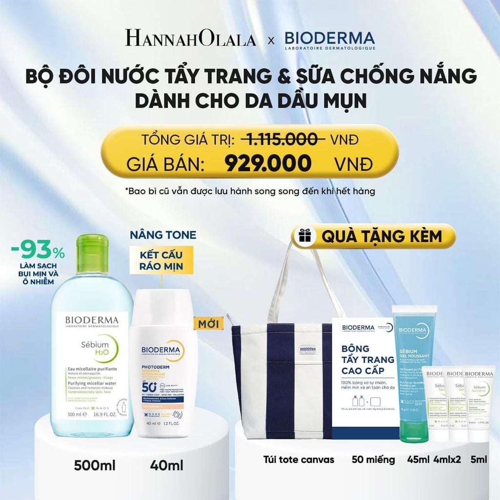  BỘ ĐÔI NƯỚC TẨY TRANG VÀ SỮA CHỐNG NẮNG PHỔ RỘNG RÁO MỊN CHO DA DẦU MỤN 