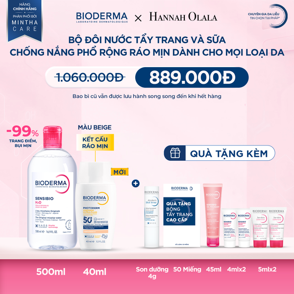  DEAL 13: BỘ ĐÔI NƯỚC TẨY TRANG VÀ SỮA CHỐNG NẮNG PHỔ RỘNG RÁO MỊN CHO MỌI LOẠI DA (CHỌN MÀU) 