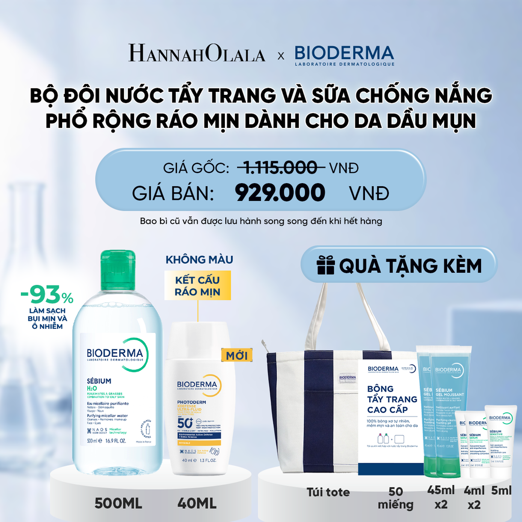  BỘ ĐÔI NƯỚC TẨY TRANG VÀ SỮA CHỐNG NẮNG PHỔ RỘNG RÁO MỊN CHO DA DẦU MỤN (CHỌN MÀU) 