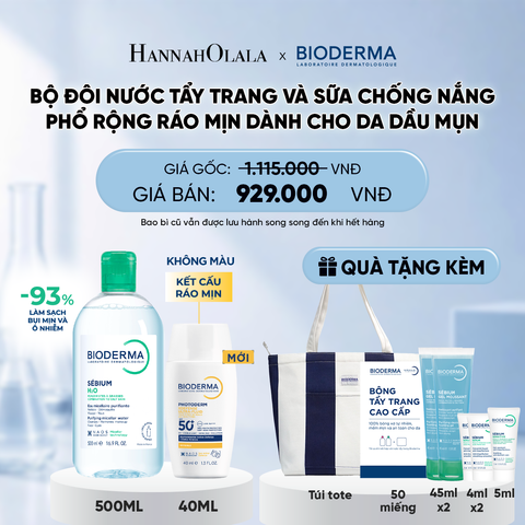  BỘ ĐÔI NƯỚC TẨY TRANG VÀ SỮA CHỐNG NẮNG PHỔ RỘNG RÁO MỊN CHO DA DẦU MỤN (CHỌN MÀU) 