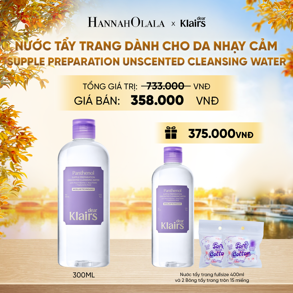  DEAR KLAIRS NƯỚC TẨY TRANG SUPPLE PREPARATION UNSCENTED CLEANSING WATER 400ML (IP04) - E161 