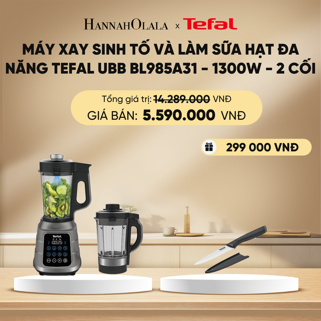  DEAL 6.3: MÁY XAY SINH TỐ VÀ LÀM SỮA HẠT ĐA NĂNG TEFAL UBB BL985A31 - 1300W - 2 CỐI 