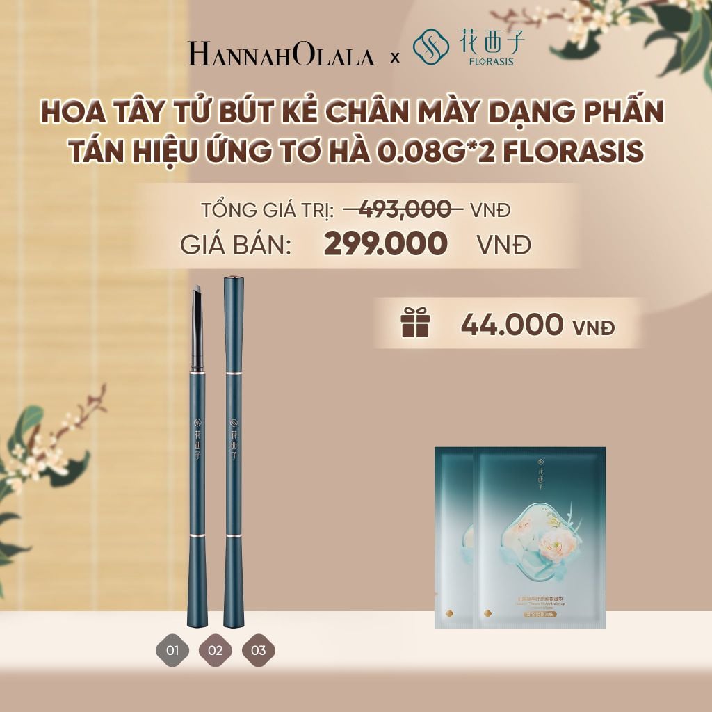  HOA TÂY TỬ BÚT KẺ CHÂN MÀY DẠNG PHẤN TÁN HIỆU ỨNG TƠ HÀ 0.08G*2 FLORASIS - A192 