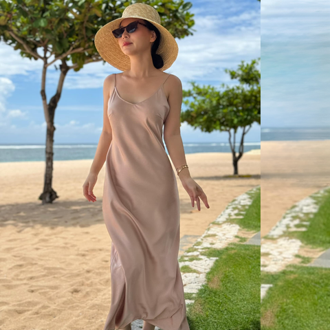  DEAL 10C: ĐẦM KHÔNG REN DÁNG DÀI - MÀU NUDE 