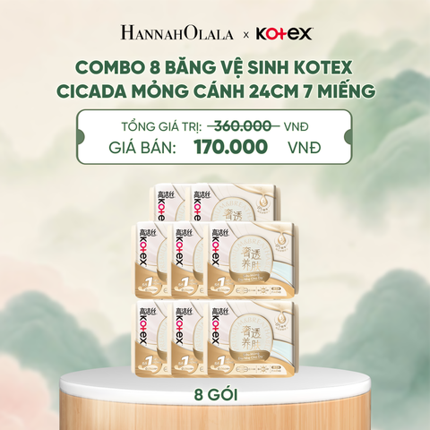  COMBO 8 BĂNG VỆ SINH KOTEX CICADA MỎNG CÁNH 24CM 7 MIẾNG 