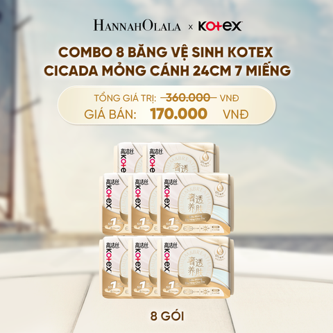  COMBO 8 BĂNG VỆ SINH KOTEX CICADA MỎNG CÁNH 24CM 7 MIẾNG - A116 
