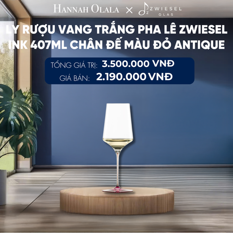  LY RƯỢU VANG PHA LÊ ZWIESEL INK CHÂN ĐẾ MÀU ĐỎ ANTIQUE 