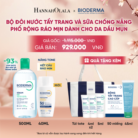  BỘ ĐÔI NƯỚC TẨY TRANG VÀ SỮA CHỐNG NẮNG PHỔ RỘNG RÁO MỊN CHO DA DẦU MỤN (CHỌN MÀU) - A1876 