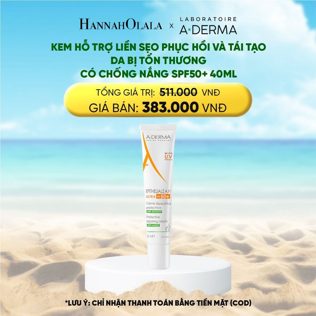  DEAL 4: KEM HỖ TRỢ LIỀN SẸO PHỤC HỒI VÀ TÁI TẠO DA BỊ TỔN THƯƠNG CÓ CHỐNG NẮNG A-DERMA EPITHELIALE AH ULTRA SPF50+ CR 40ML 