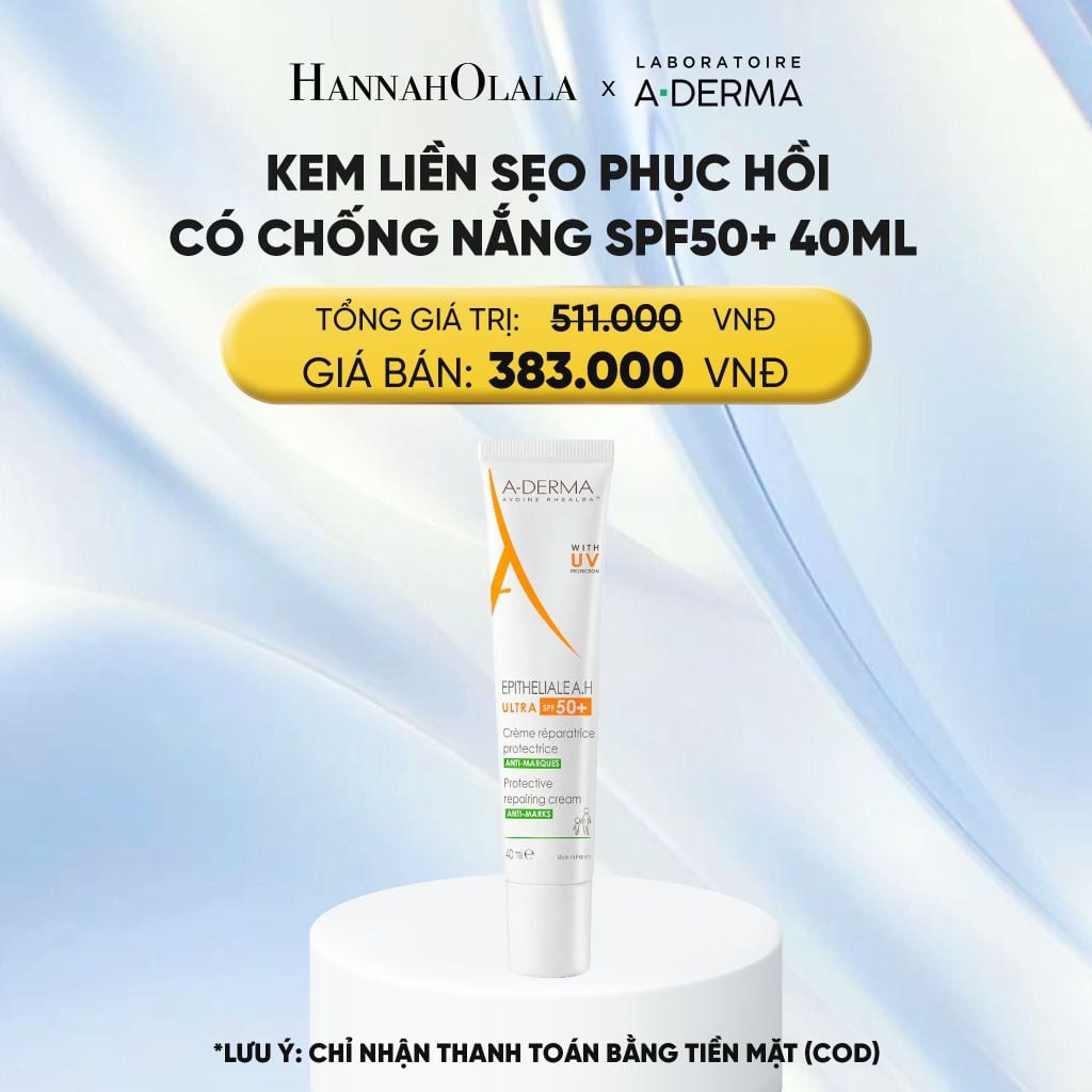  KEM HỖ TRỢ LIỀN SẸO PHỤC HỒI VÀ TÁI TẠO DA BỊ TỔN THƯƠNG CÓ CHỐNG NẮNG A-DERMA EPITHELIALE AH ULTRA SPF50+ CR 40ML 