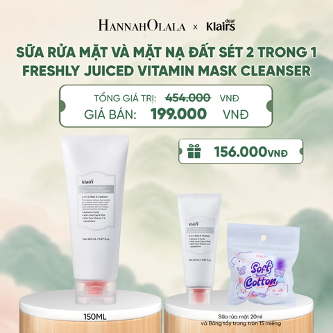  DEAR, KLAIRS SỮA RỬA MẶT FRESHLY JUICED VITAMIN MASK CLEANSER 150ML (IP04) - A1453 