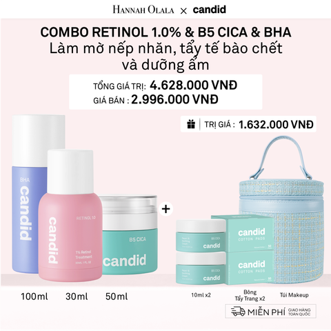 A9_DEAL 17: RETINOL 1.0% 30ML & B5 CICA 50ML & BHA 100ML BỘ BA LÀM MỜ NẾP NHĂN, TẨY TẾ BÀO CHẾT VÀ DƯỠNG ẨM PHỤC HỒI 
