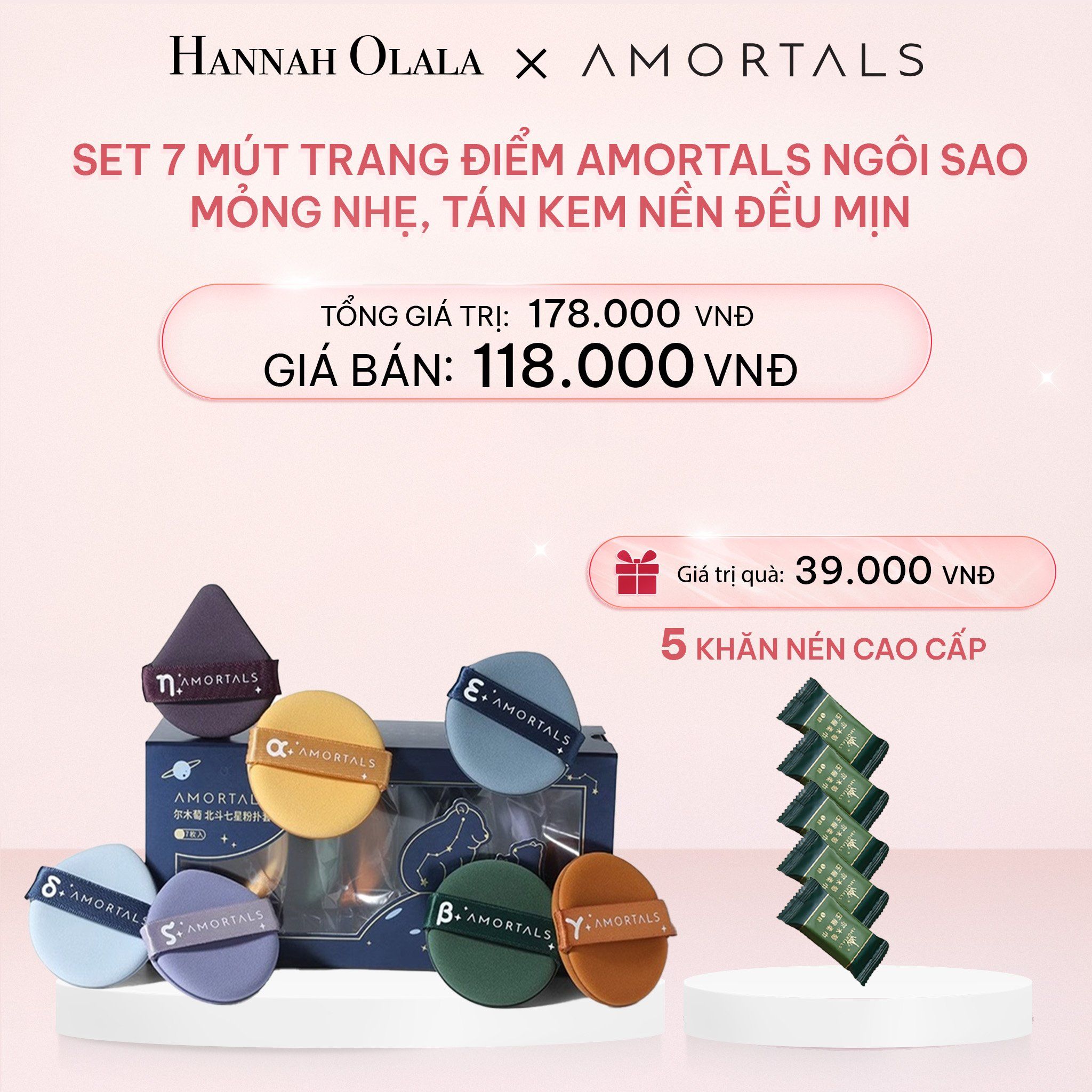  E707_DEAL 17: [EXCLUSIVE] SET 7 MÚT TRANG ĐIỂM AMORTALS NGÔI SAO – MỎNG NHẸ, TÁN KEM NỀN ĐỀU MỊN 