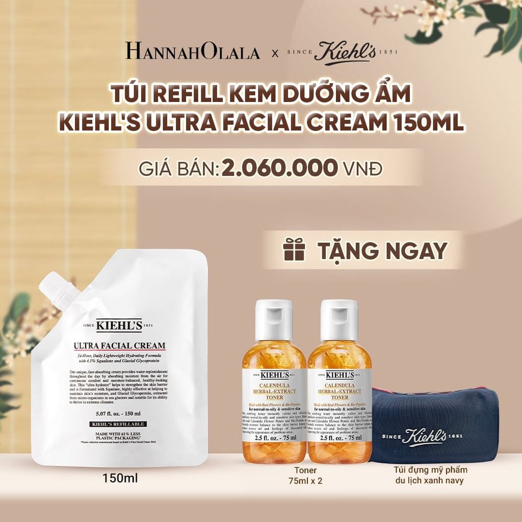  TÚI REFILL GEL DƯỠNG ẨM KIỀM DẦU 24H KIEHL'S ULTRA FACIAL OIL-FREE GEL CREAM 150ML - A304 