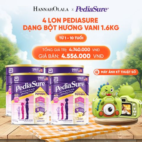 [TẶNG MÁY ẢNH KỸ THUẬT SỐ] 4 LON PEDIASURE DẠNG BỘT HƯƠNG VANI 1.6KG DEAL 17:_E65 