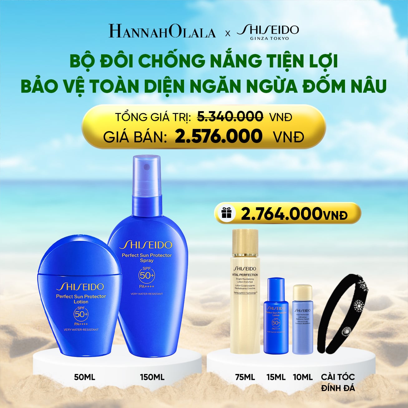 A496_deal 16: combo x2 chống nắng toàn diện ngăn ngừa lão hóa làm mờ đốm nâu nhờ công nghệ profencel - gsc perfect sun protector spray