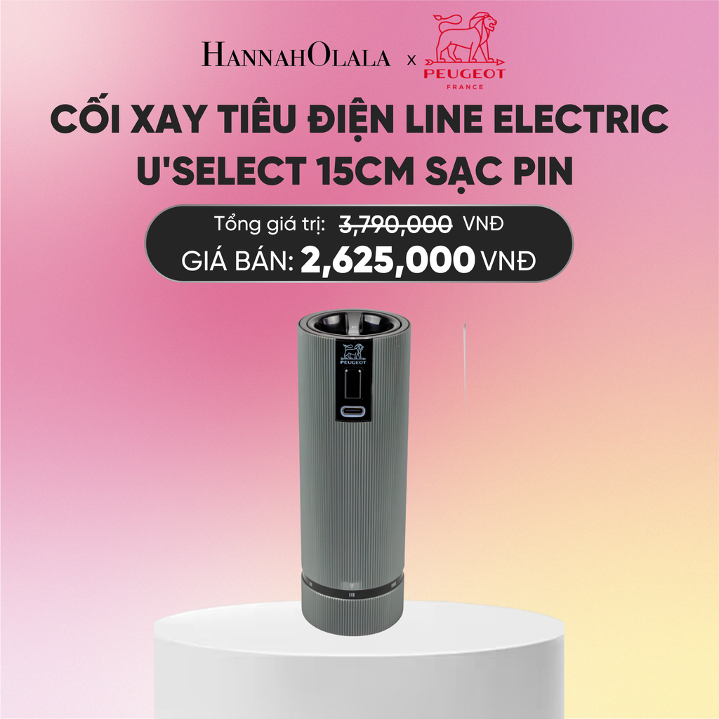  CỐI XAY TIÊU ĐIỆN LINE ELECTRIC U'SELECT 15CM SẠC PIN - MÀU XÁM CACBON 