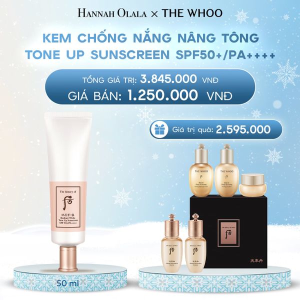  C9_DEAL 17: KEM CHỐNG NẮNG NÂNG TÔNG WHOO SEOL RADIANT WHITE TONE UP SUNSCREEN SPF50+/PA++++ 50ML 