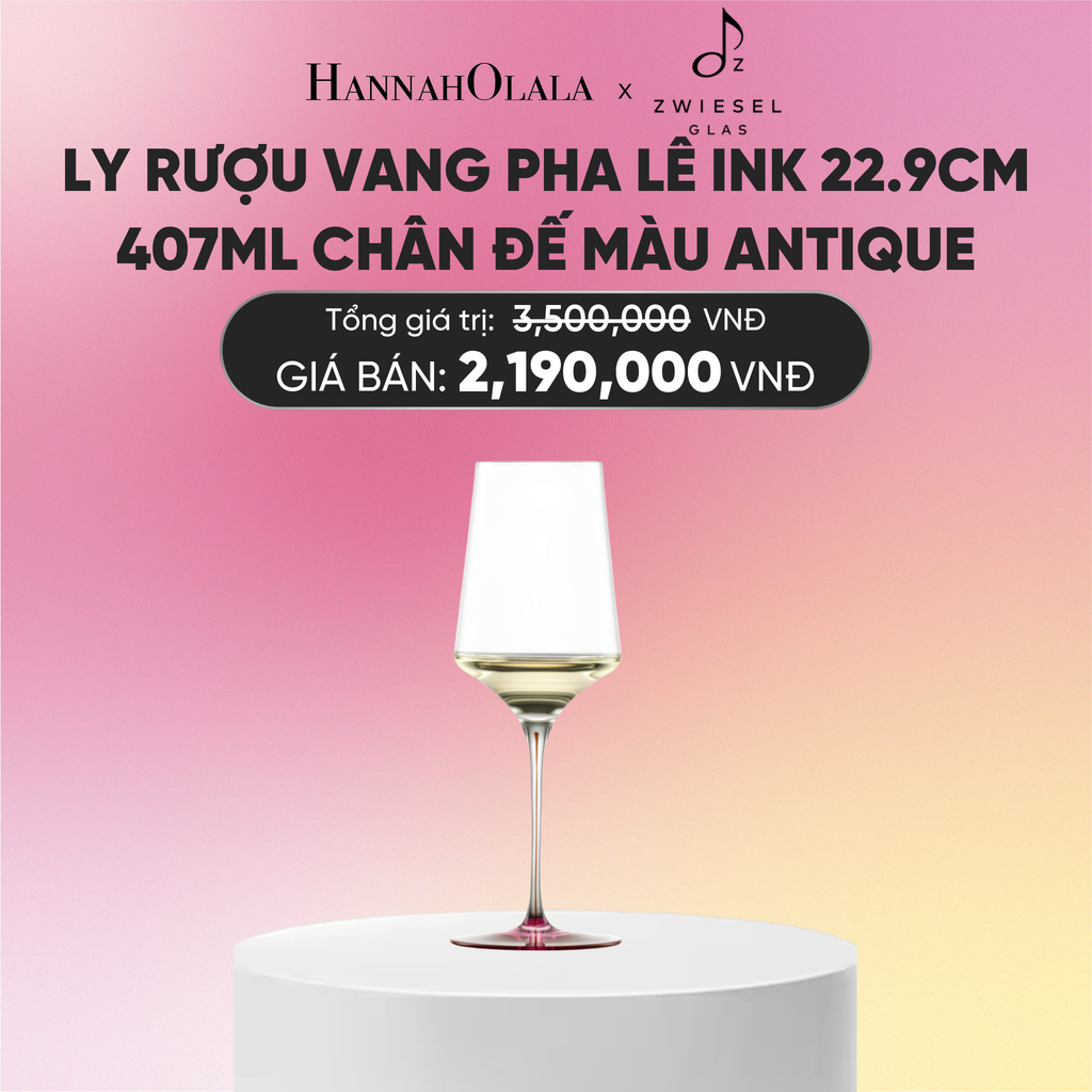  LY RƯỢU VANG TRẮNG PHA LÊ ZWIESEL INK 123424 22.9CM 407ML CHÂN ĐẾ MÀU ĐỎ ANTIQUE 