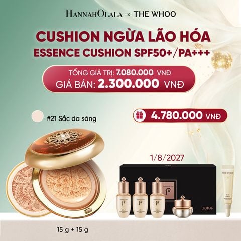  DEAL 17: [TẶNG KÈM 1 LÕI] CUSHION NGỪA LÃO HÓA WHOO CHEONGIDAN ESSENCE CUSHION SPF50+/PA+++ - MÀU 21 