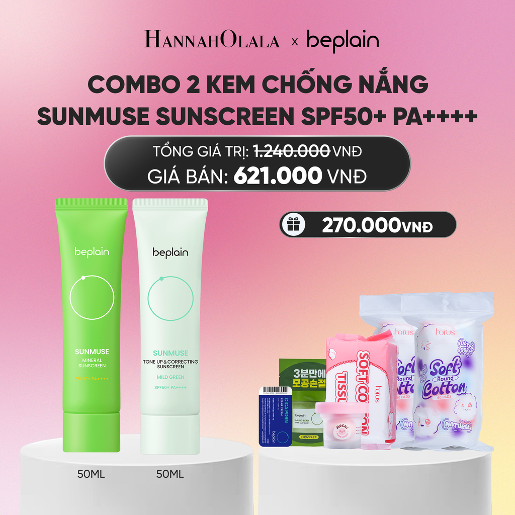  COMBO 2 KCN: BEPLAIN KEM CHỐNG NẮNG SUNMUSE SUNSCREEN 50ML BẤT KỲ_A2157 