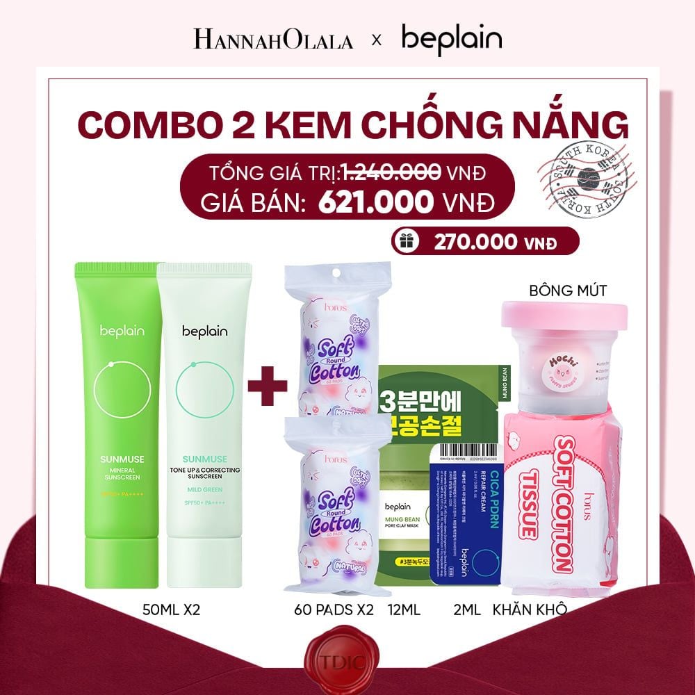  COMBO 2 KCN: BEPLAIN KEM CHỐNG NẮNG SUNMUSE SUNSCREEN 50ML BẤT KỲ_M29 
